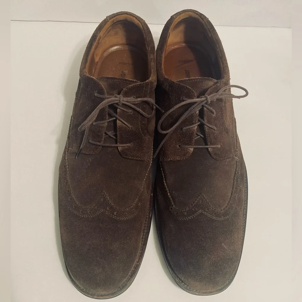 Johnston & Murphy brown suede derby style shoes Size 13, dark brown wingtip shoe